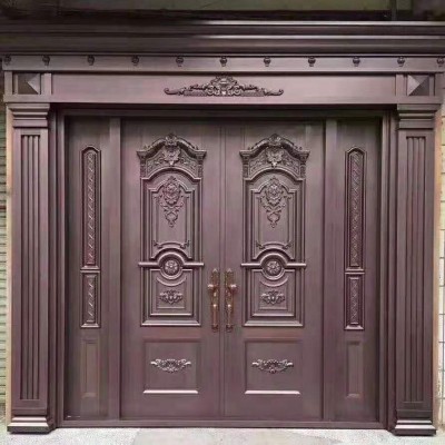 别墅欧式豪华铜门 别墅定制真铜门 焊接工艺 入户铜大门
