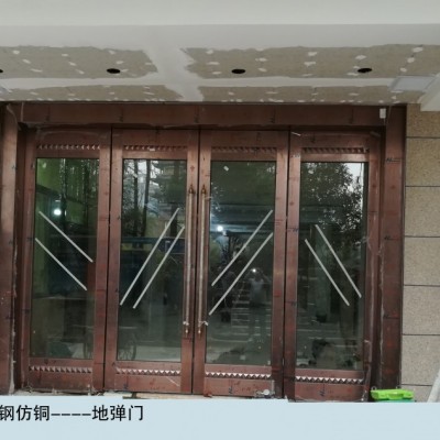 不锈钢地弹门 不锈钢有色地弹门定制 桂林不锈钢门玻璃门