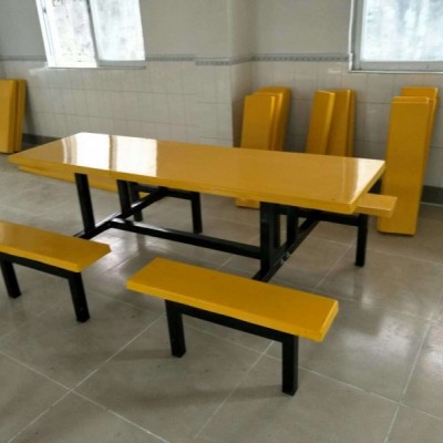 德保玻璃钢快餐桌椅 食堂餐桌椅价格 向上四人位连体餐桌椅