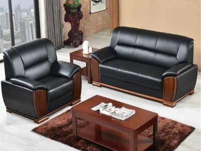广西牛真皮办公沙发批发 新中式商务会客区沙发 接待室三人位办公室沙发价格
