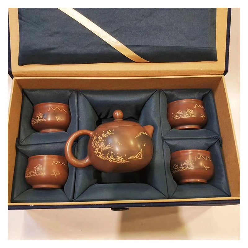 钦州坭兴陶茶壶套装 送礼佳品 紫砂壶