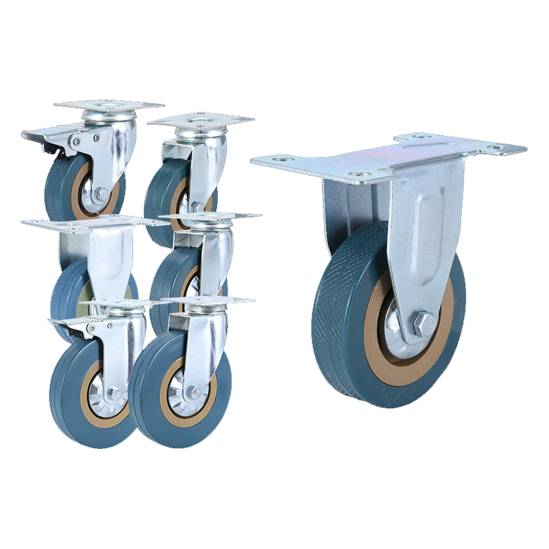 中型灰胶轮 餐车静音橡胶万向轮 不锈钢架子专用脚轮