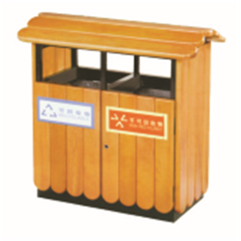 环卫果皮箱双桶 金属镀锌板户外分类垃圾桶 钢木城市小区分类箱
