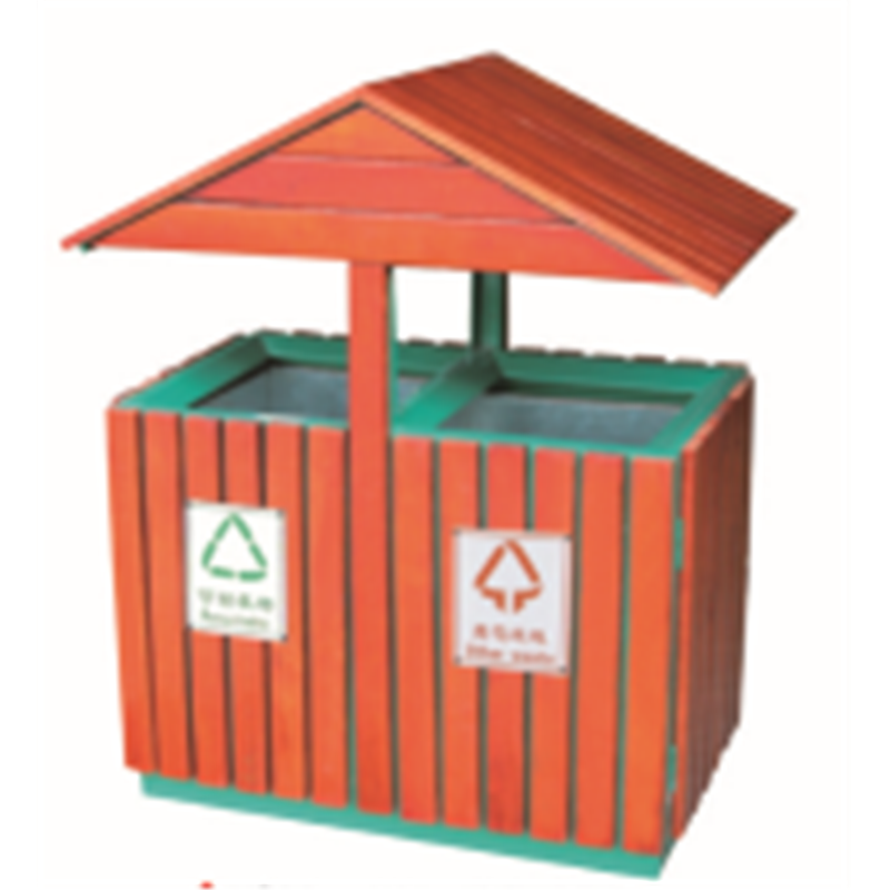 户外钢木垃圾桶价格 双桶防腐环卫分类垃圾箱 两分类果皮箱厂家