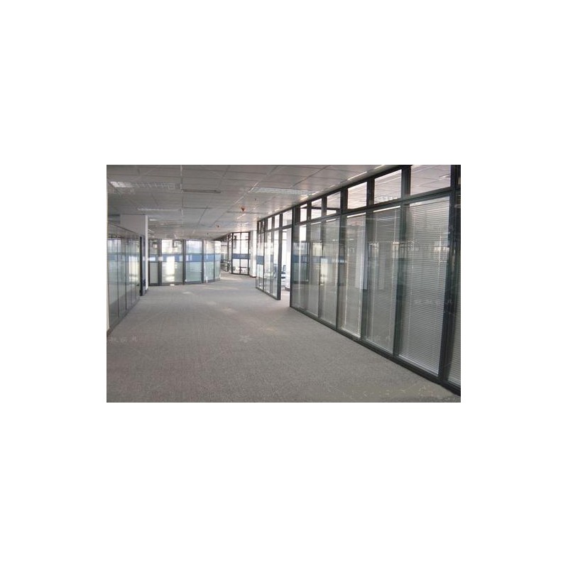 广西磨砂隔断玻璃厂家定制   办公室钢化磨砂玻璃隔断铝合金    百叶板式屏风