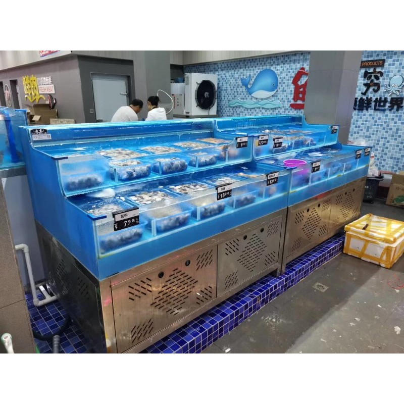 广西海鲜柜供应 商超鱼池菜市场 海鲜贝壳柜 厂家直销