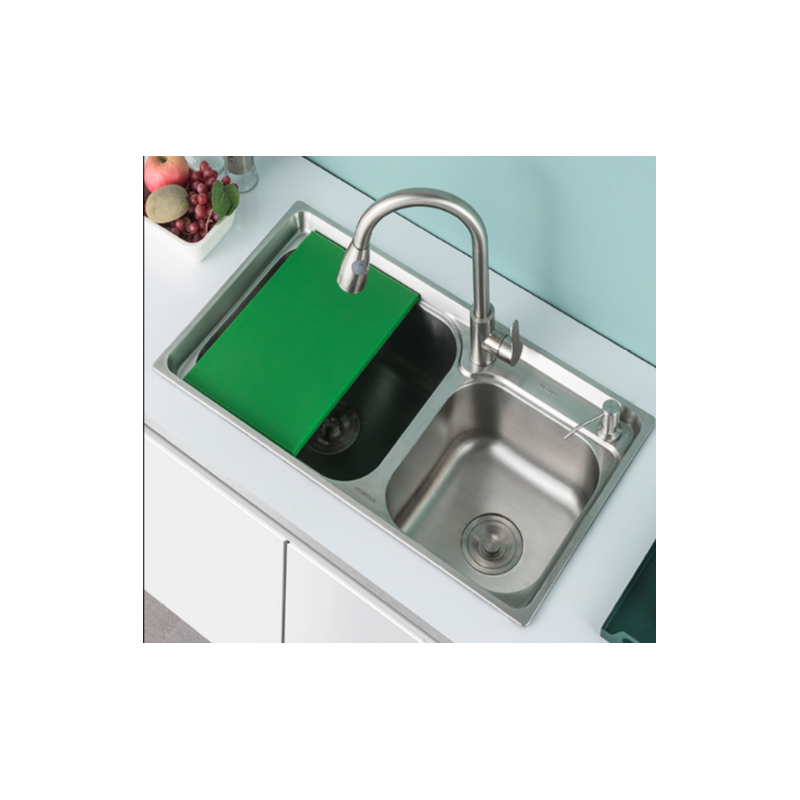 厨房不锈钢水槽双槽  套餐一体成型加厚洗菜盆家用水池单洗碗池