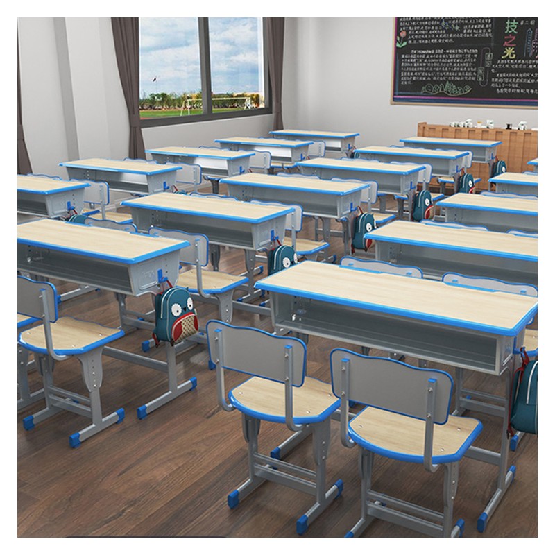 供应升降课桌椅 厂家定做学生课桌 单人双柱双层 可定制