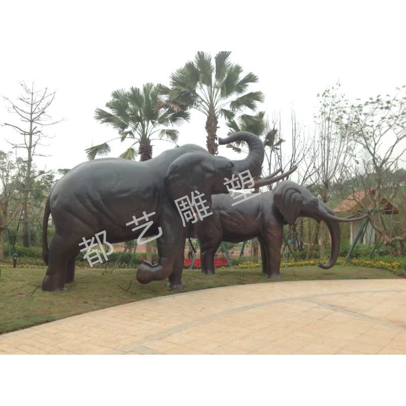 广西园区博物定做厂家 仿铜动物玻璃钢雕塑
