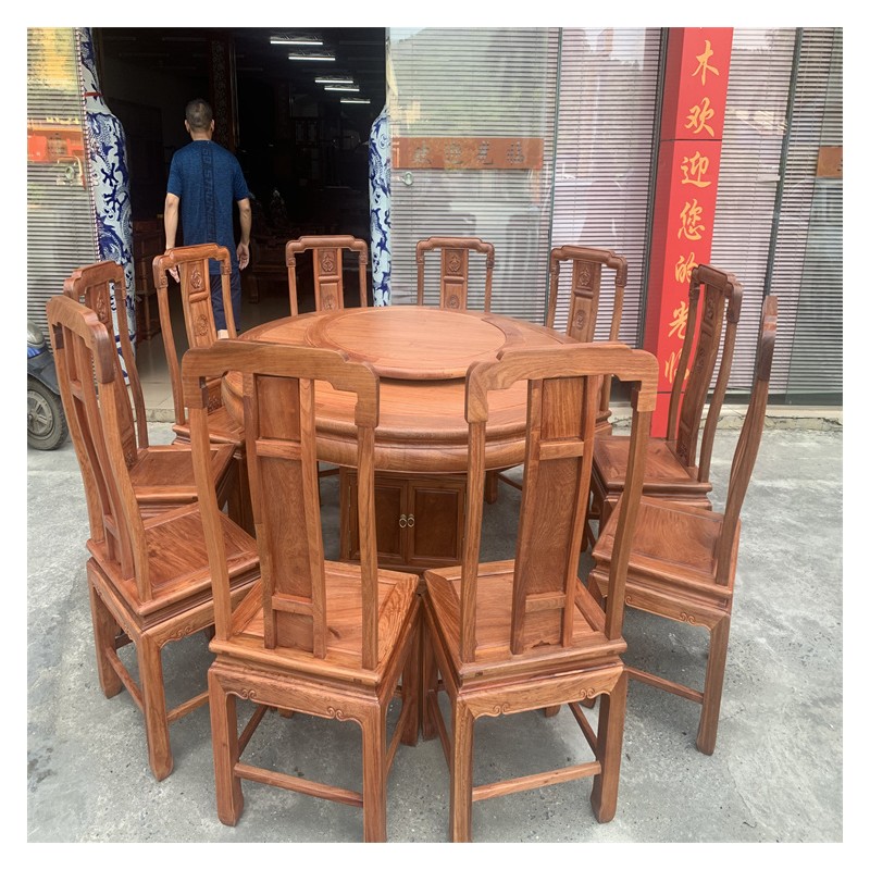 香丰精品红木家具 老挝大红酸枝圆桌 厂家直销