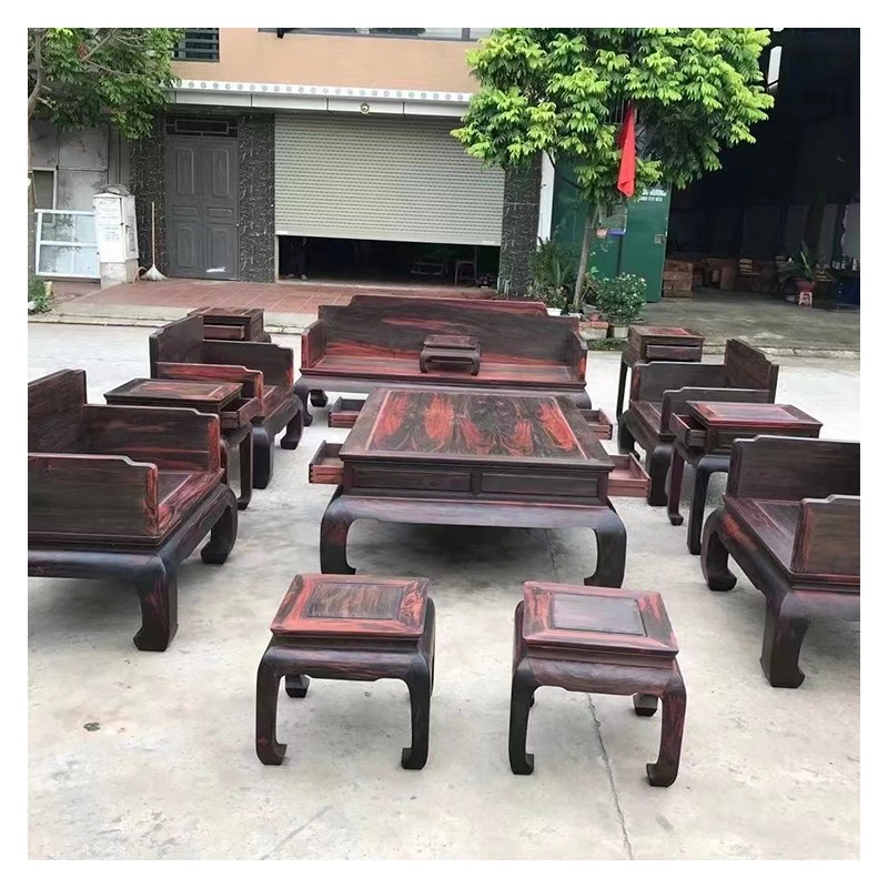 老挝大红酸枝罗汉床沙发 原木毛坯 红木沙发报价