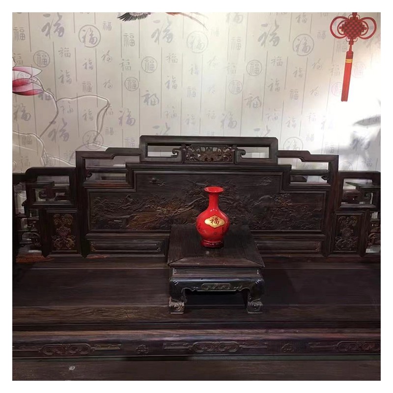 北京红木沙发厂家 大红酸枝（交趾黄檀）步步高沙发11件套
