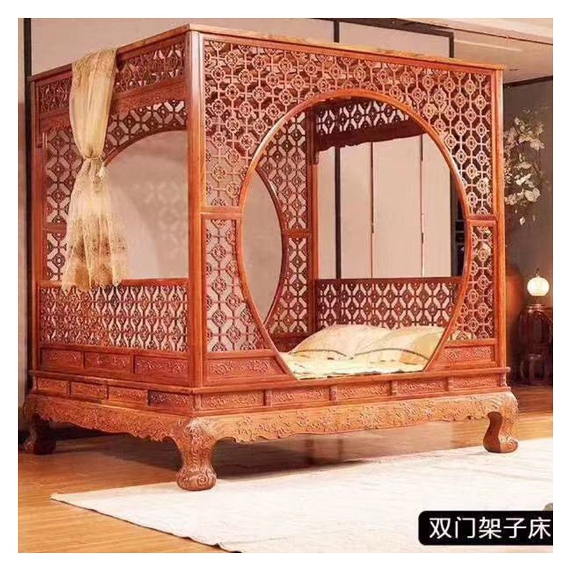 重庆红木家具厂家 缅甸花梨（大果紫檀）架子床 价格优惠