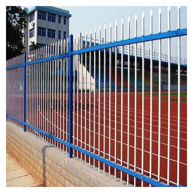 防城港公园铁艺锌钢护栏 蓝白二横梁锌钢护栏 镀锌管围栏