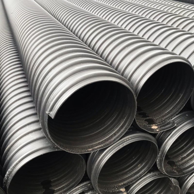 HDPE钢带增强螺旋波纹管 高密度聚乙烯管 pe水管缠绕管大口径排污管