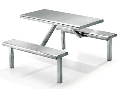 供应柳州不锈钢员工餐桌椅 学校学生餐桌椅 不锈钢连体快餐桌椅食堂