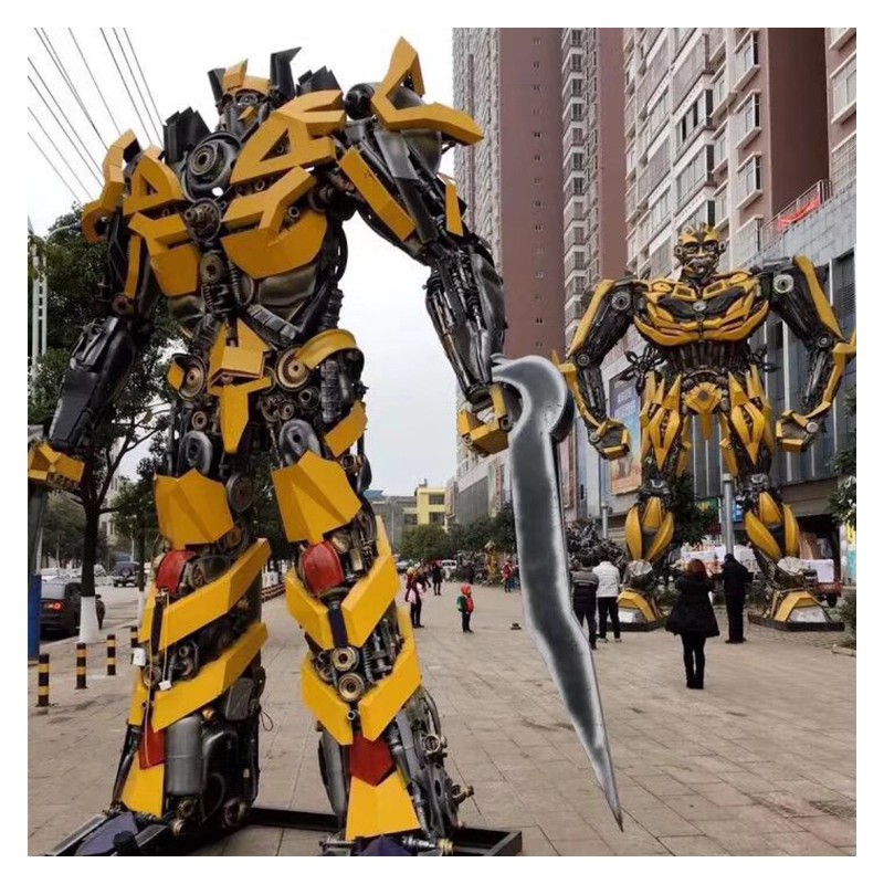大型变形金刚铁艺模型 大黄蜂擎天柱机器人摆设设计 来图定做
