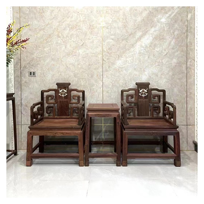 古典红木家具半成品 花枝（巴里黄檀）太师椅三件套 客厅家用