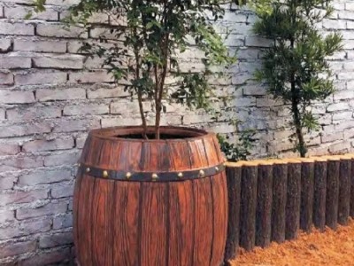 广西仿木花桶花箱 盆栽花盆钢筋混凝土制作 防腐耐用水泥花桶