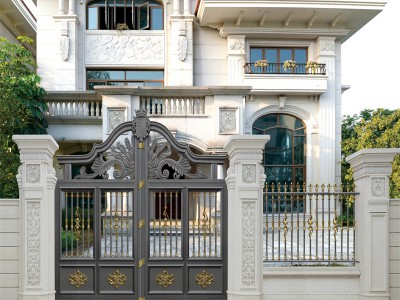 别墅庭院铝制门 铝艺大门 轻奢风格 必饰达 款式美观