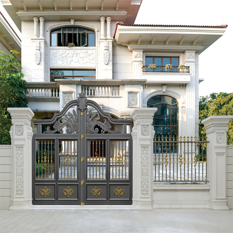 别墅庭院铝制门 铝艺大门 轻奢风格 必饰达 款式美观